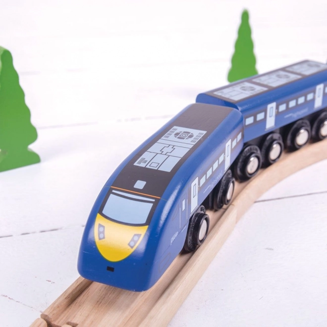 Hogesnelheidstrein houten blauw Bigjigs Rail