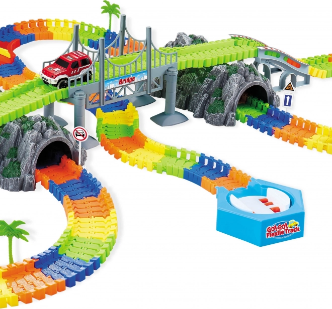 Flexi-racebaan met twee tunnels en 2 auto’s