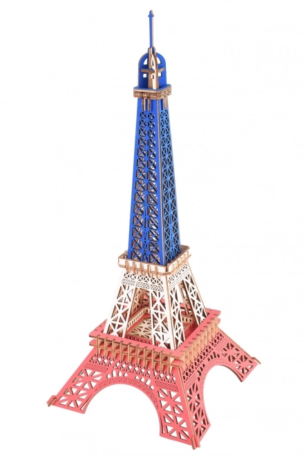 Houten 3D puzzel Eiffeltoren in de kleuren van Frankrijk