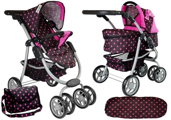 Kinderwagen 2 in 1 met tas voor kinderwagen Zwart en Roze