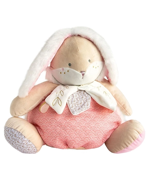 Doudou roze konijn met opbergruimte voor pyjama 38 cm