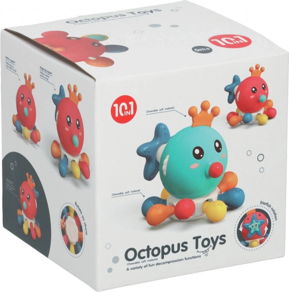 Sensorisch speelgoed bijtring voor baby's octopus Bibi-Inn rood