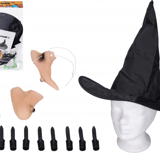 Heksenkostuumset met hoed en accessoires