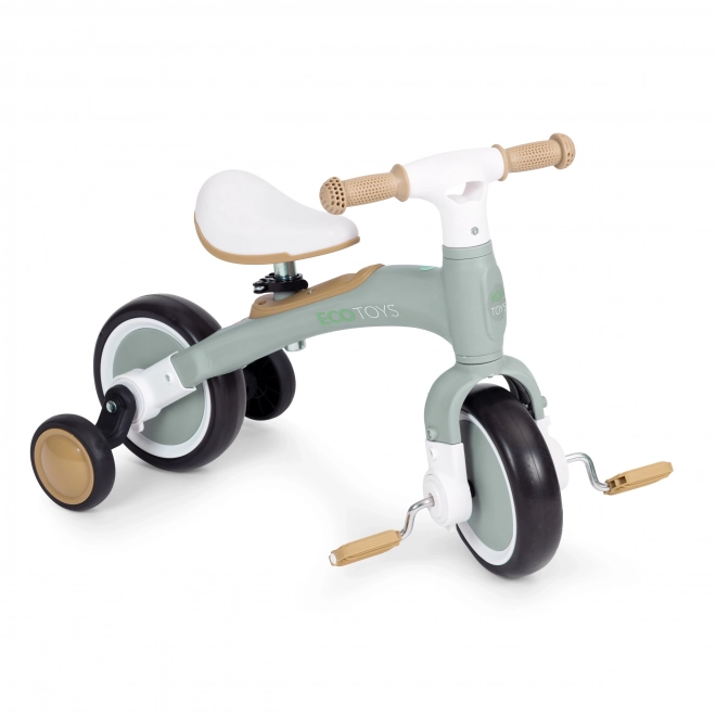 Balansfiets met pedalen - training zijwieltjes 3in1 ECOTOYS – Groene