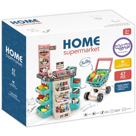 Kindersupermarkt met winkelwagen en 47 accessoires Woopie