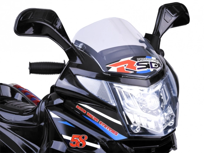 Kinder sportmotorfiets met kleurrijke LED verlichting – Zwart