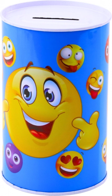 Metalen spaarpot Emoticons blauw en bruin
