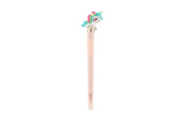 Pen/stylo lichtgevende eenhoorn van kunststof op batterijen, 3 kleuren