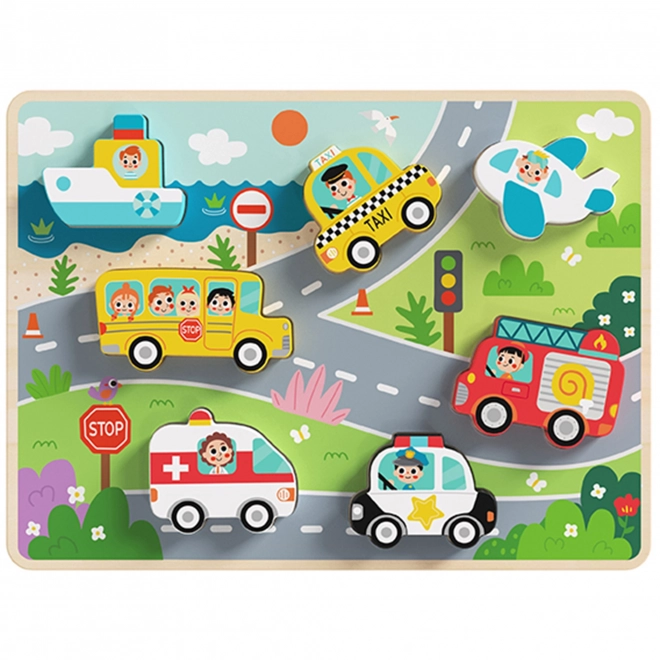 Houten puzzel Montessori stad