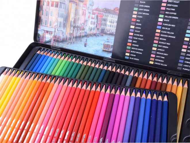 Set van aquarelpotloden 72 kleuren in metalen doos