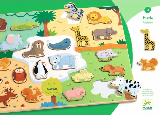 Houten dierenpuzzel voor kinderen