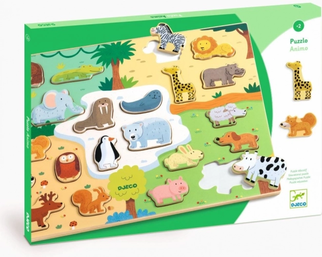Houten dierenpuzzel voor kinderen