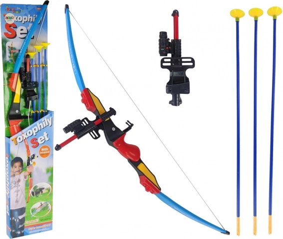 Kinder-boogschietset met doelwit, 3 pijlen en verlicht vizier 98 cm