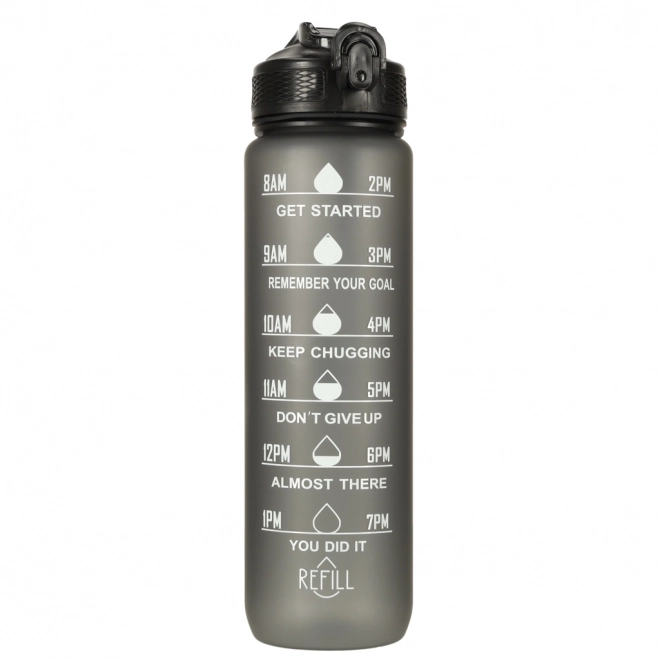 Fles voor water met rietje en motivatie 1l zwart