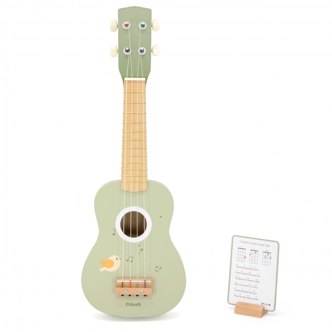 Houten ukulele voor kinderen groen met noten
