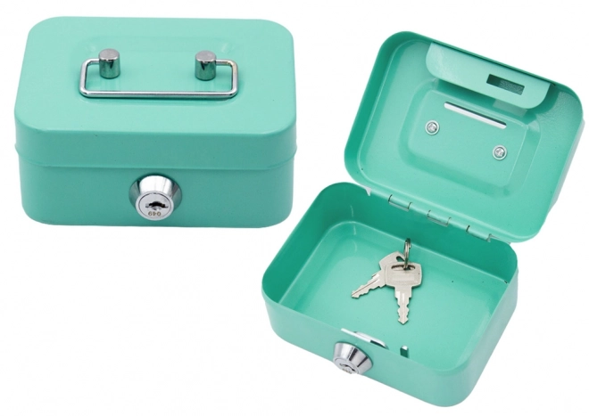 Afsluitbaar metalen kistje met twee sleutels - turquoise