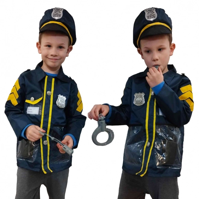 Kinder carnavalskostuum politieagent met accessoireset, handboeien en hoed, voor leeftijd 3-8 jaar