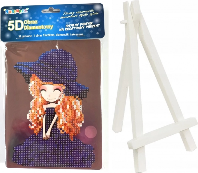 Diamant schilderen meisje 15 × 20 cm met standaard