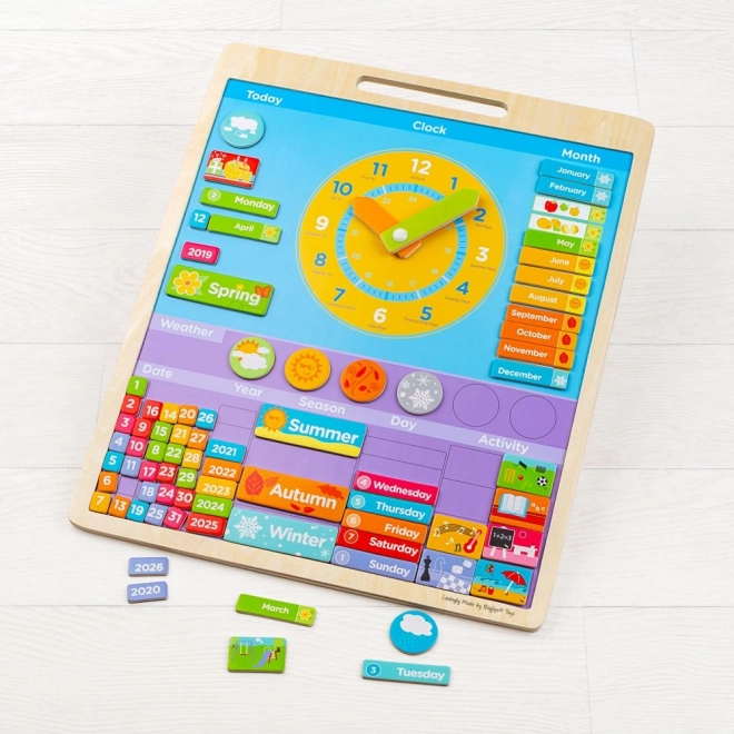 Engelse magnetische kalender met klok BIGJIGS TOYS
