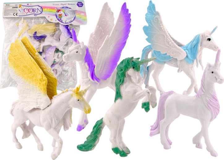 Set Beelden Eenhoorn Pegasus Wit Magische Vleugels