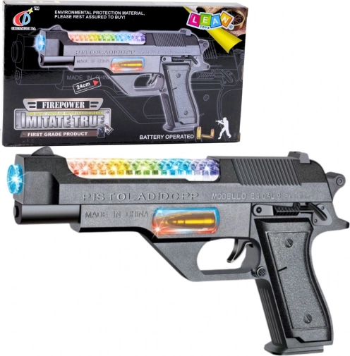 Speelgoedpistool op batterijen met licht en geluid 24 cm