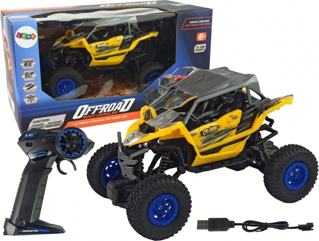 RC offroadauto op afstandsbediening geel 1:16