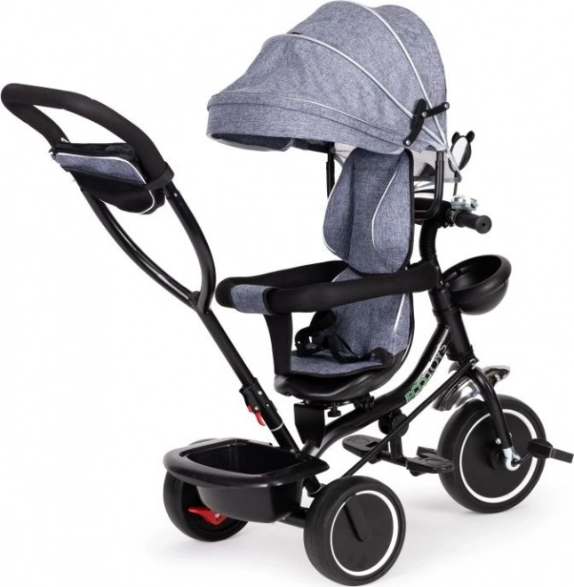 ECOTOYS Driewieler met dak en duwstang grijs