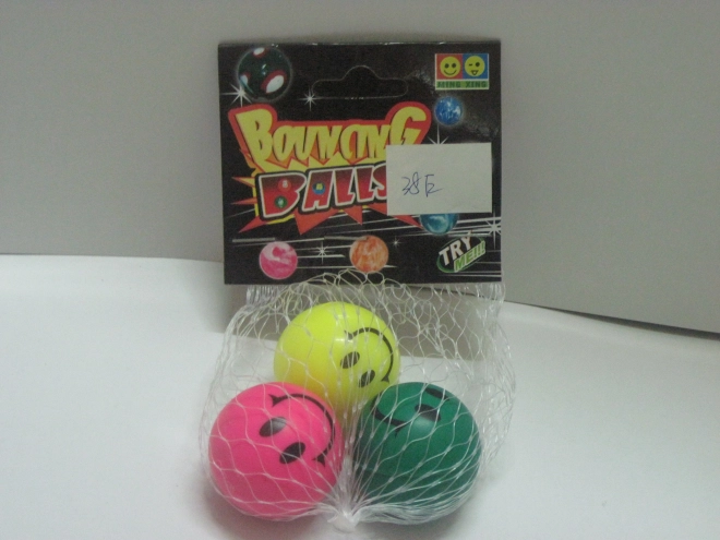 Stuiterballen Smile – 3 stuks, 3 cm