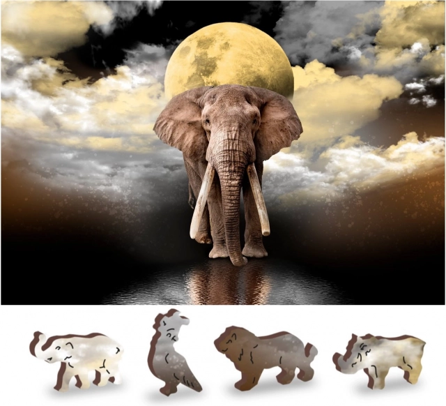 Houten puzzel Olifantendromen 2-in-1, ecologisch, 150 stukjes