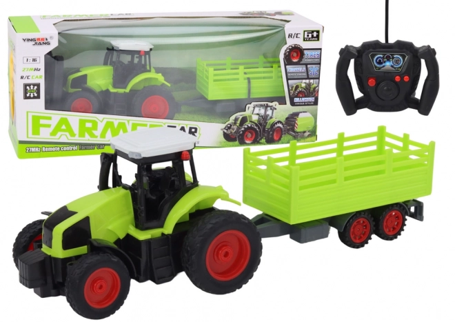 RC tractor op afstandsbediening met aanhanger 1:16 groen