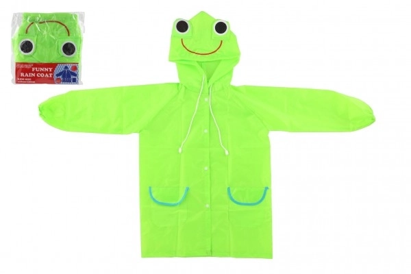Kinder regenjas kikker maat 110-120cm groen in zak 23x25cm