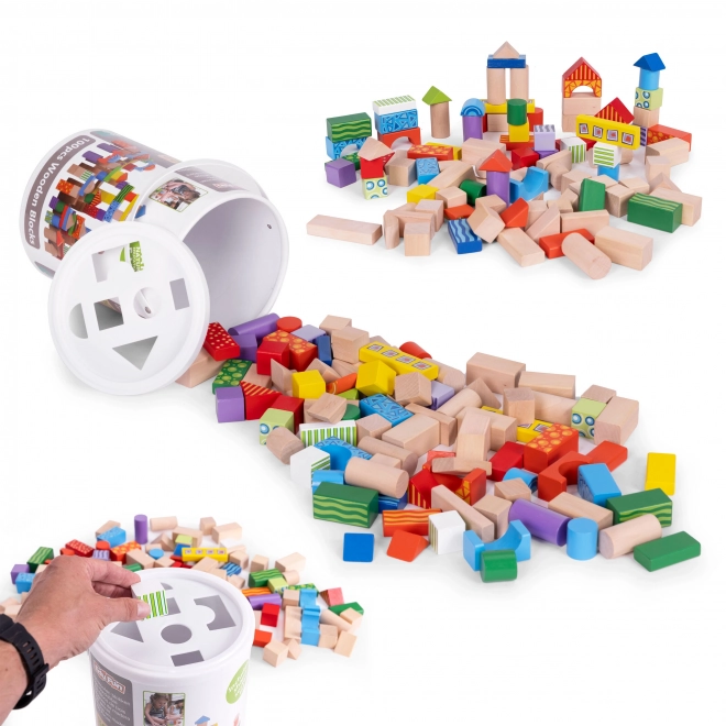 Houten bouwpakketten voor kinderen met sorteervoorraad ECOTOYS