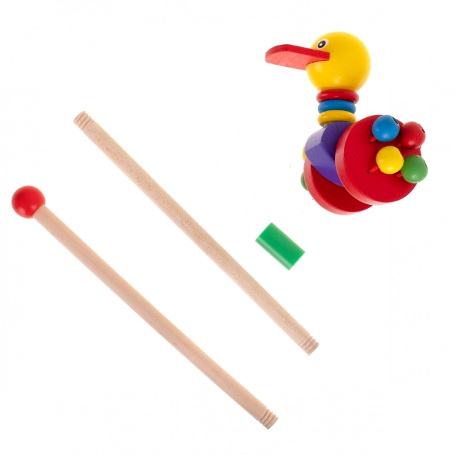 Houten wandelende eend op stok