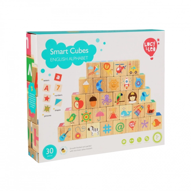 Slimme blokken van Lucy&Leo – Houten set voor het leren van het Engelse alfabet