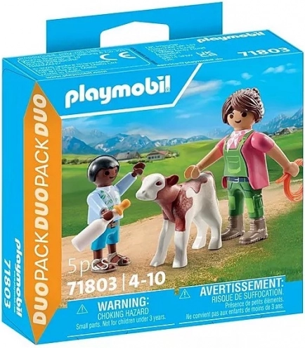 Playmobil DuoPack plattelands huishoudster met kind en kalfje