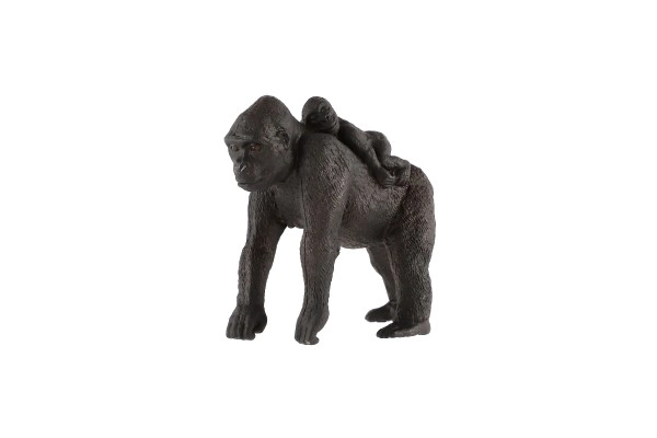 Berggorilla met jong in een zak van kunststof 9cm