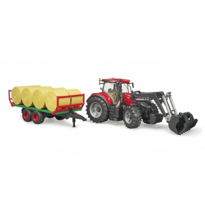 Bruder Tractor Case IH Optum 300 CVX met frontlader en balenwagen