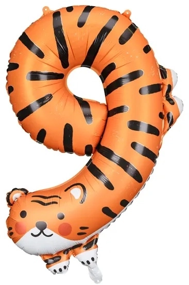 Folioballon verjaardag nummer 9 - Tijger 64 x 87 cm