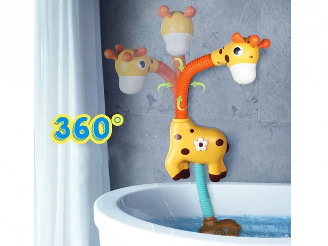 Vrolijke badspeelgoed giraf met waterdouche-effect