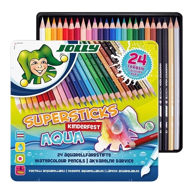 Supersticks Aqua 24 kleuren in metalen doos