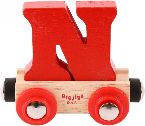 Bigjigs Rail wagon met letter N voor houten treinbanen