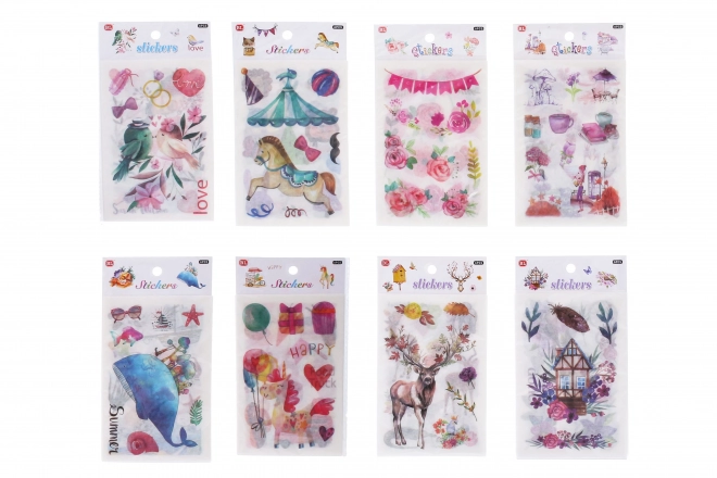 Papieren stickers 18,5x10 cm, 6 stuks - MIX