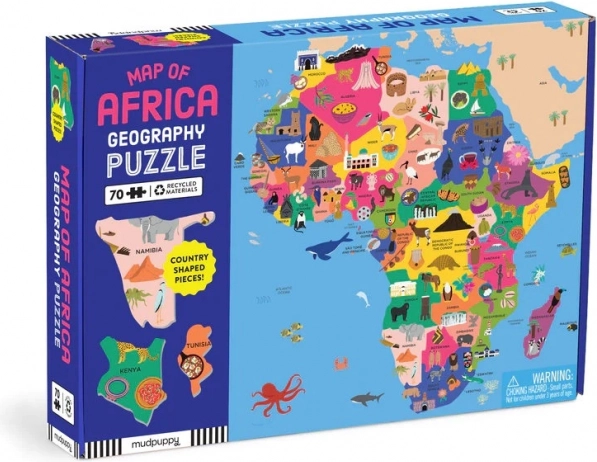 Mudpuppy geografische puzzel Kaart van Afrika 70 stukjes