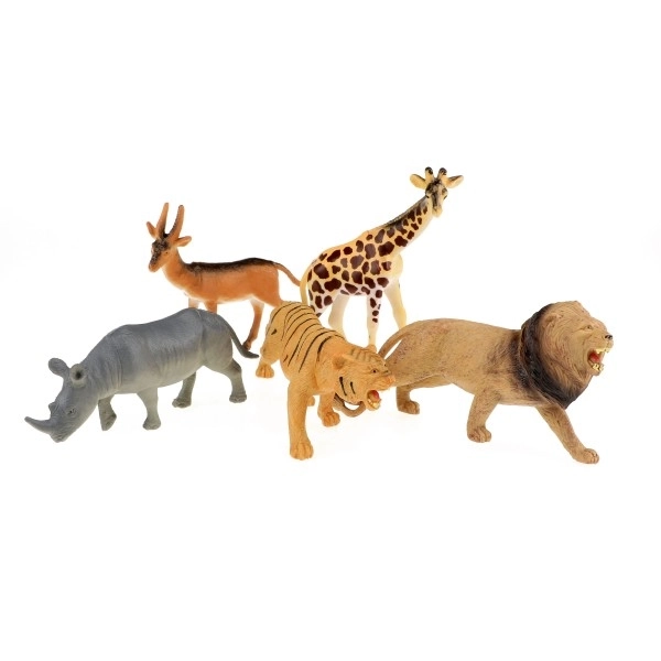 Safari dieren kunststof 11-15cm 5 stuks in zak