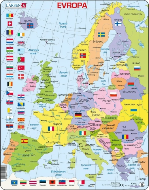 Larsen Puzzel Politieke kaart van Europa 48 stukjes