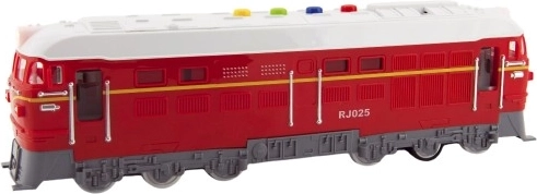 Kunststof locomotief op batterijen met geluid en licht 35 cm – Rood