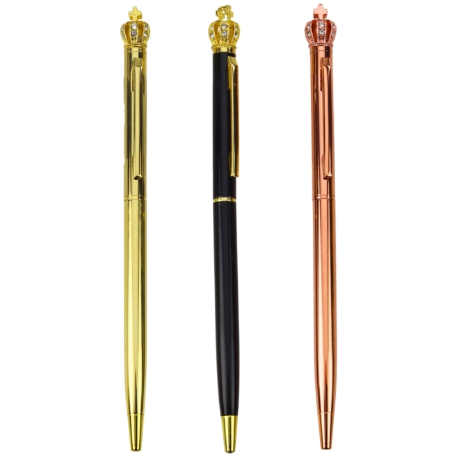 Automatische metalen pen Kroon blauwe inkt 1,0 mm