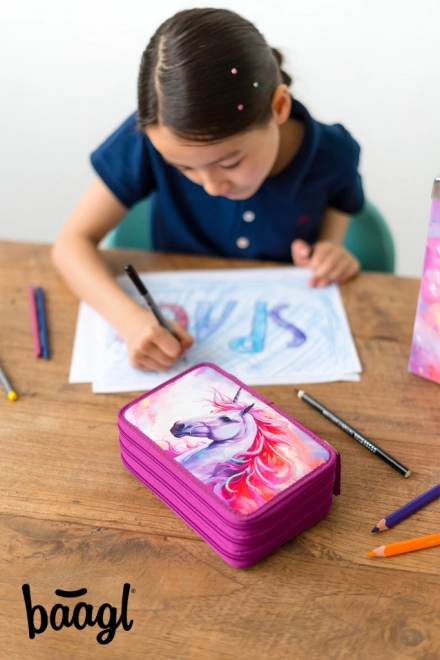 BAAGL Schooletui drie verdiepingen Eenhoorn Koninkrijk
