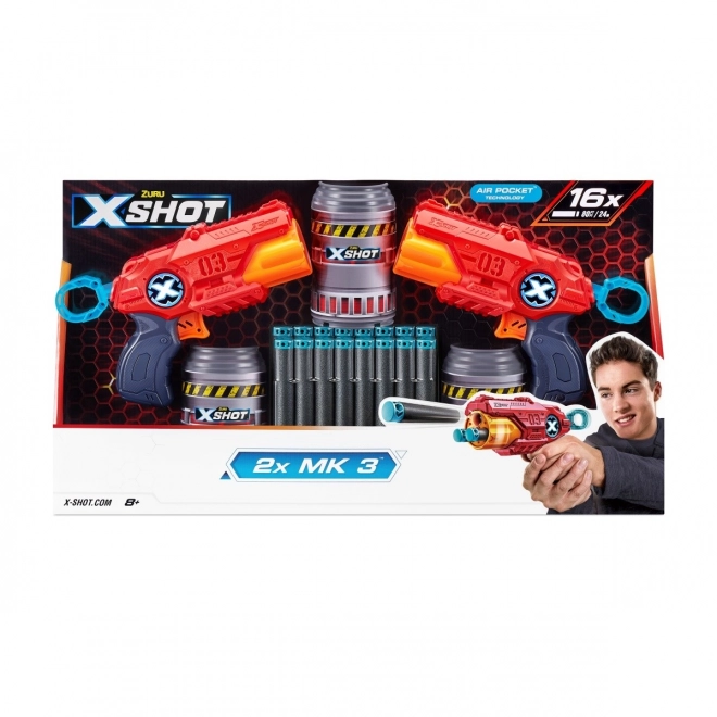 ZURU X-SHOT EXCEL MK 3 dubbelpak met roterende loop en 16 pijlen