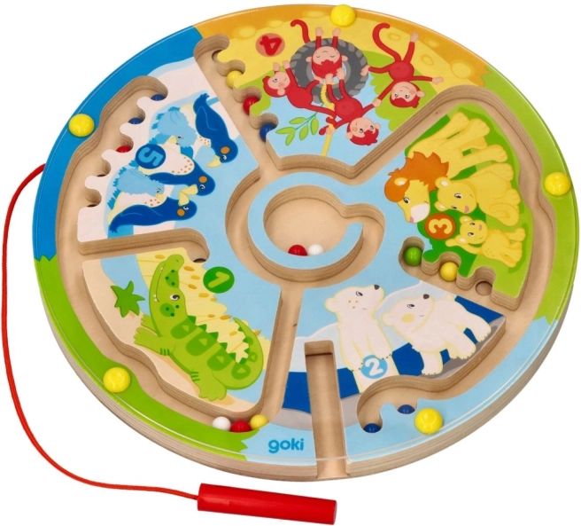 GOKI houten magnetische doolhof Zoo